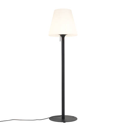 QAZQA Moderne buiten vloerlamp zwart met witte kap IP44 - Big afbeelding