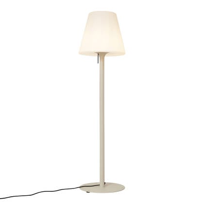 QAZQA Moderne buiten vloerlamp beige met witte kap IP44 - Big afbeelding