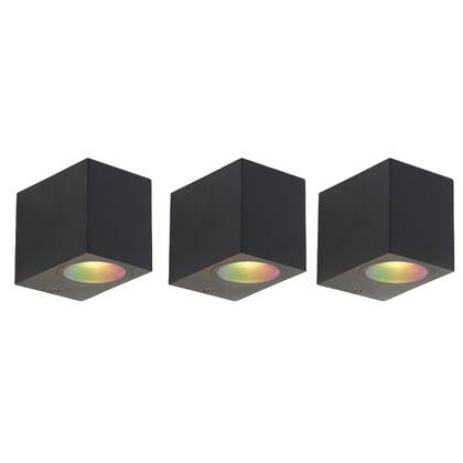 QAZQA Set van 3 smart wandlampen zwart GU10 50mm IP44 - Baleno afbeelding