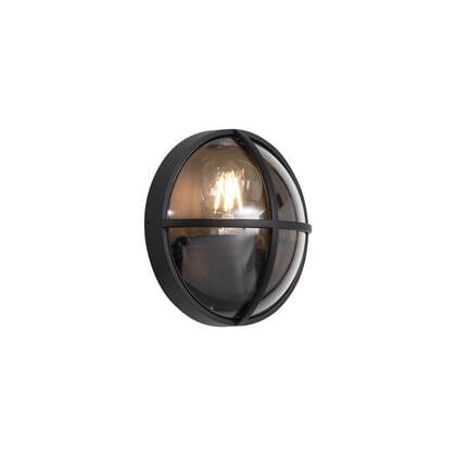 QAZQA Buiten wandlamp zwart rond IP65 - Target afbeelding