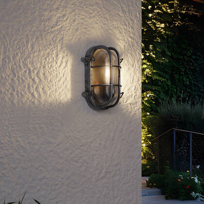 QAZQA Buiten wandlamp zilver ovaal IP44 - Noutica afbeelding