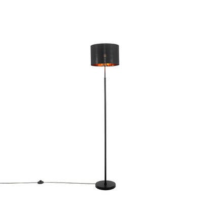 QAZQA Smart vloerlamp zwart met goud rond incl. Wifi. A60 - VT afbeelding