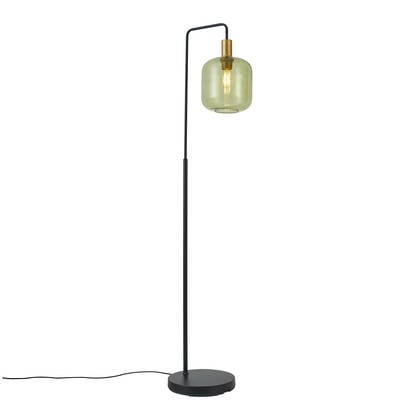 QAZQA Hotel Chique vloerlamp zwart en goud met groen glas - Zuzanna afbeelding