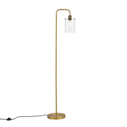 QAZQA Design vloerlamp brons met helder glas - Domo afbeelding