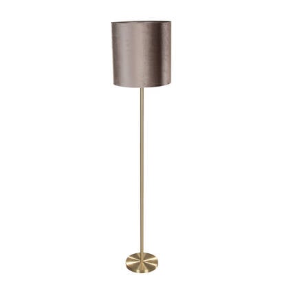 QAZQA Vloerlamp messing met velours kap taupe 40cm - Simplo afbeelding