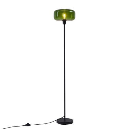 QAZQA Retro vloerlamp zwart met groen glas - Bizle afbeelding