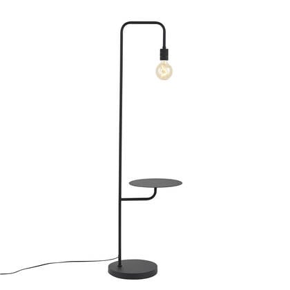 QAZQA Moderne vloerlamp zwart met ronde tafel - Ostrich afbeelding