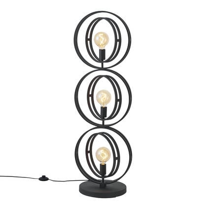 QAZQA Moderne vloerlamp zwart 3-lichts - Indu afbeelding