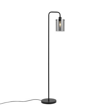 QAZQA Design vloerlamp zwart met smoke glas - Domo afbeelding