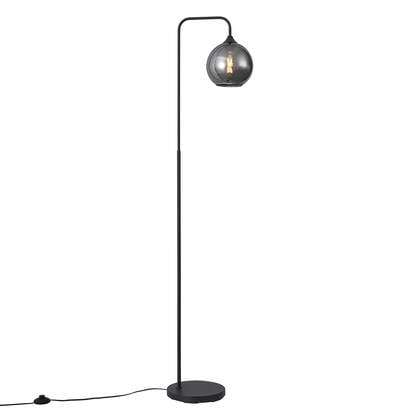 QAZQA Art Deco vloerlamp zwart met smoke glas - Sandra afbeelding