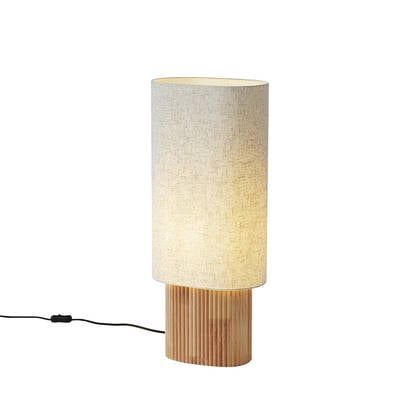QAZQA Japandi vloerlamp hout met linnen kap 70cm - Lamel afbeelding