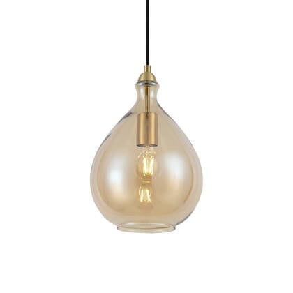 QAZQA Moderne hanglamp goud met amber glas - Traditional afbeelding