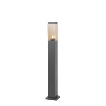 QAZQA Smart buitenlamp paal donkergrijs met smoke 80 cm incl. Wifi afbeelding