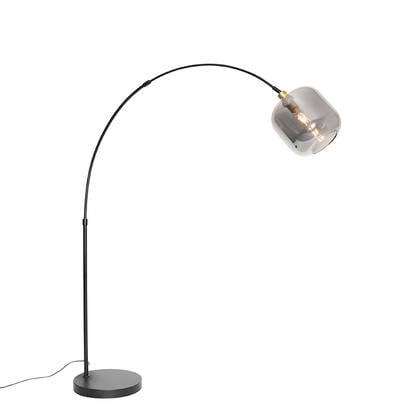 QAZQA Smart booglamp zwart met goud met smoke glas incl. Wifi G95- afbeelding