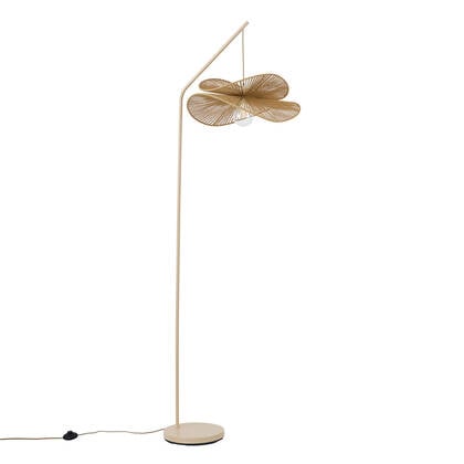 QAZQA Art Deco vloerlamp beige met beige kap - Nest afbeelding