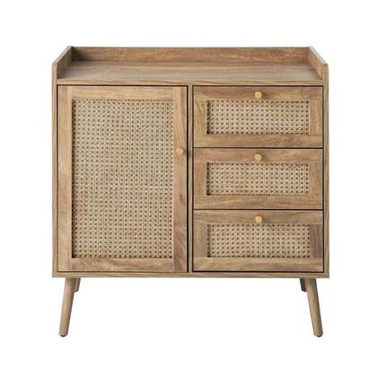 Calicosy - Ladekast 1 deur 3 laden PALMO - L80 cm - Rotan