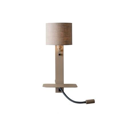 it&apos;s about RoMi Florence Wandlamp met Leeslamp - Bruin / Dark Linnen afbeelding