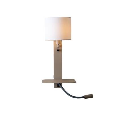 it&apos;s about RoMi Florence Wandlamp met Leeslamp - Bruin / Wit afbeelding
