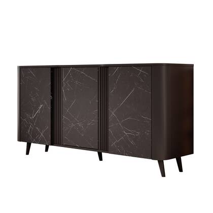 Meubella - Dressoir Veda - Zwart - Marmer - 150 cm