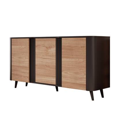 Meubella - Dressoir Veda - Zwart - Eiken - 150 cm