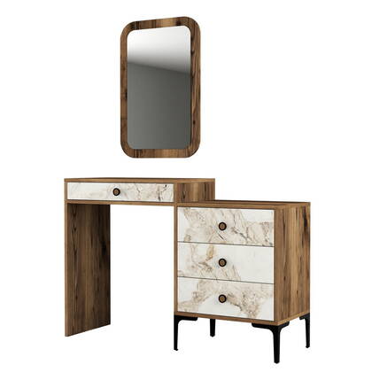 Giga Meubel - Make-up Tafel Marmer|Walnoot - 125cm - Lizbon