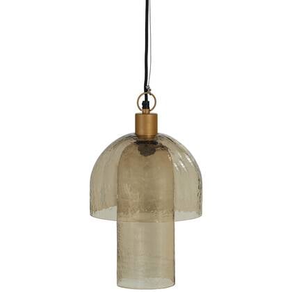 WOOOD Gigi Hanglamp Dubbele Kap - Gehamerd Glas - Naturel - 31x22x22 afbeelding