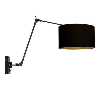 Steinhauer - Wandlamp Zwart Metaal|Linnen - 90x30x80cm - Prestige Chic afbeelding