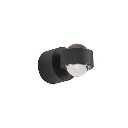 QAZQA Design wandlamp zwart incl. LED IP44 - Lens afbeelding