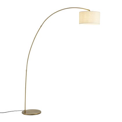 QAZQA Moderne booglamp messing met beige kap - Vinossa afbeelding