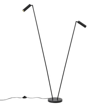 QAZQA Moderne vloerlamp zwart 2-lichts GU10 35mm - Thomas afbeelding