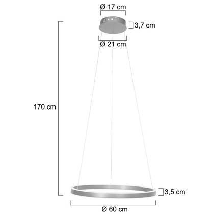 Steinhauer - Hanglamp Grijs Metaal - 1-Lichts - 60x60x150cm - Ringlux afbeelding