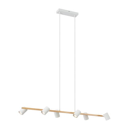 QAZQA Moderne hanglamp hout print met wit 6-lichts - Jeana Straight afbeelding