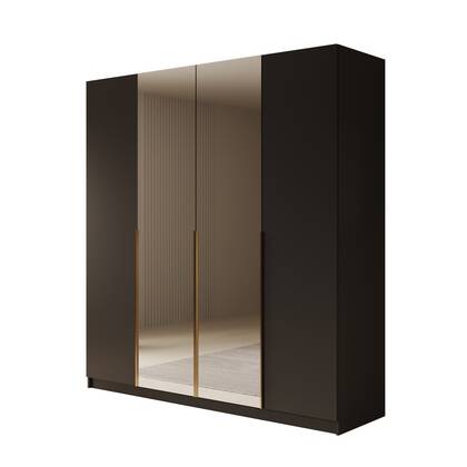 Meubella - Kledingkast Sabre 2 - Zwart - 200 cm - Met spiegel
