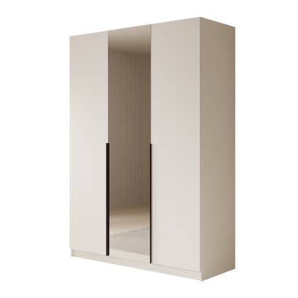 Meubella - Kledingkast Sabre - Wit - 150 cm - Met spiegel