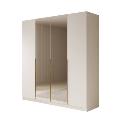 Meubella - Kledingkast Sabre 2 - Wit - 200 cm - Met spiegel