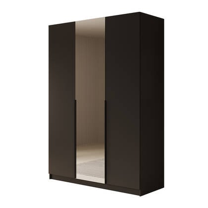 Meubella - Kledingkast Sabre - Zwart - 150 cm - Met spiegel
