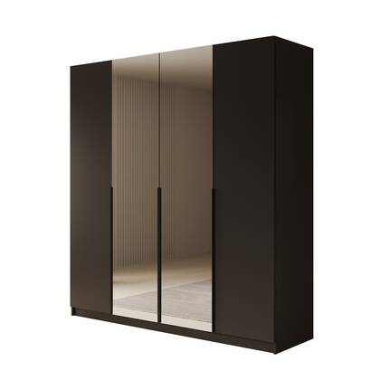 Meubella - Kledingkast Sabre - Zwart - 200 cm - Met spiegel