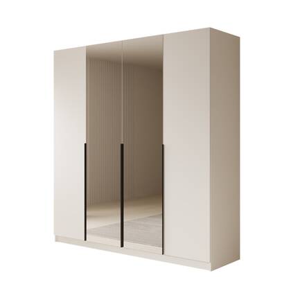 Meubella - Kledingkast Sabre - Wit - 200 cm - Met spiegel