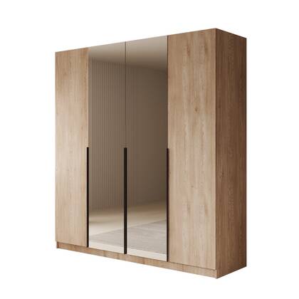 Meubella - Kledingkast Sabre - Eiken - 200 cm - Met spiegel