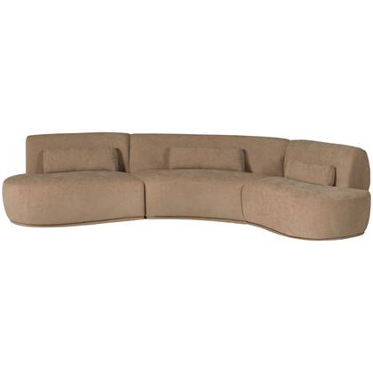 WOOOD Batavier Half Ronde Bank 6-Zits - Polyester - Velvet Lichtbruin