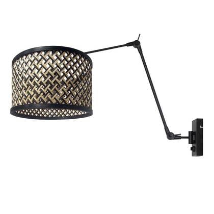 Steinhauer - Wandlamp Zwart|Naturel|Zwart Metaal|Bamboe 90x30x80cm afbeelding