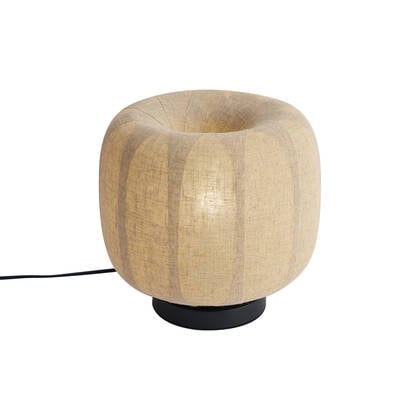 QAZQA Japandi tafellamp zwart met beige linnen kap 28cm - Nami afbeelding