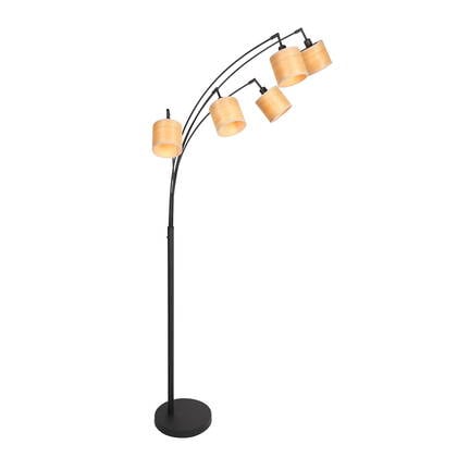 Mexlite - vloerlamp - Bambus - zwart - bamboe - booglamp - E14 - afbeelding