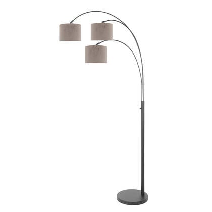 Steinhauer - Booglamp Taupe Metaal|Velours 3 afbeelding