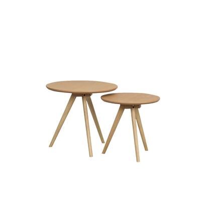 Rowico Home Yumi Set van 2 Ronde Houten Bijzettafels - Naturel