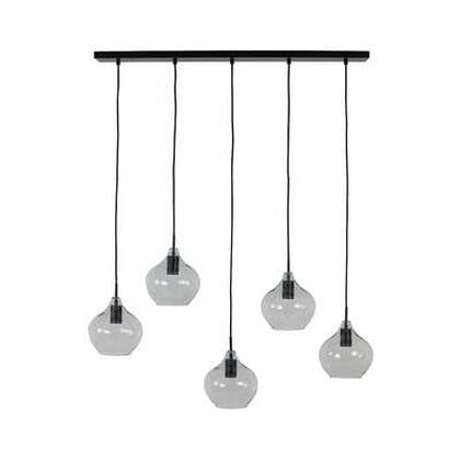 Light&living Hanglamp 5L 104x20x120 cm RAKEL mat zwart+helder afbeelding