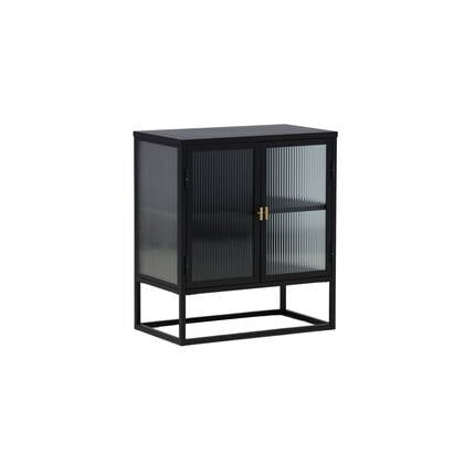 Fjôrd - Vitrinekast Zwart Staal - 70x40x80cm - Garis