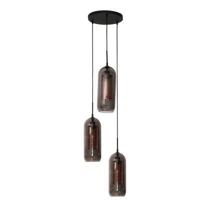 Giga Meubel - Hanglamp Zwart Glas - 3-Lichts - 180x35x35cm - Getrapt afbeelding