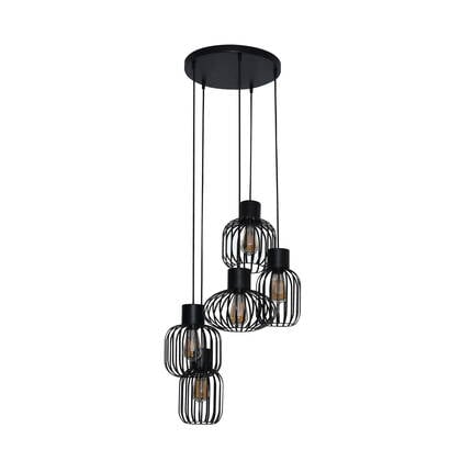 Giga Meubel - Hanglamp Zwart - 5-Lichts - 180x47x47cm - Getrapt afbeelding