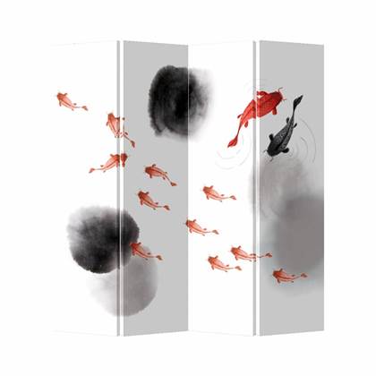 Fine Asianliving Kamerscherm Scheidingswand 4 Panelen Koi Fish Canvas